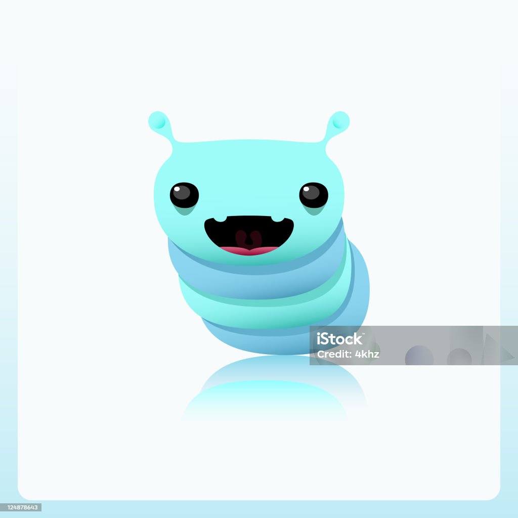 Cute Little Vector Baby Worm Character a cute little worm, standing on shiny ground. Blue stock vector