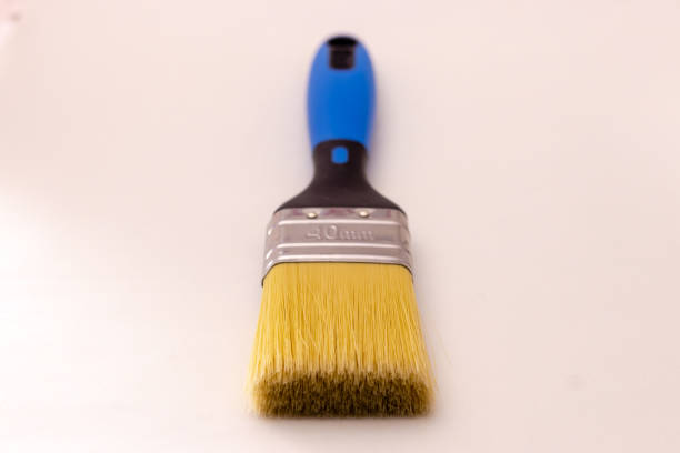 istock Blue and black paint brush isolated in white background blurry focus 1248788568