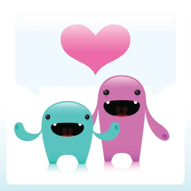 Vector illustration of Cute Colorful Vector Characters With Love