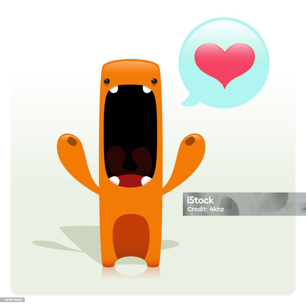 Fofo engraçado Vector carácter gritar com amor - Royalty-free Monstro arte vetorial