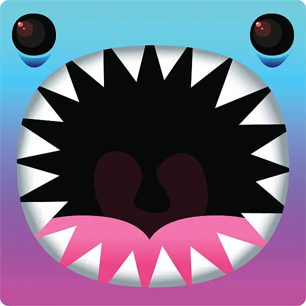 Vector illustration of Neon Color Devourer Huge Sharp Teeth Vector