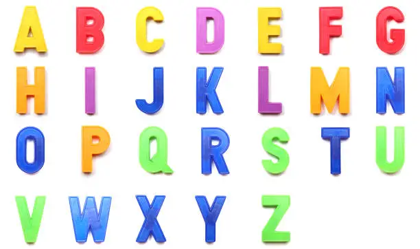 plastic magnetic uppercase letters of the British alphabet