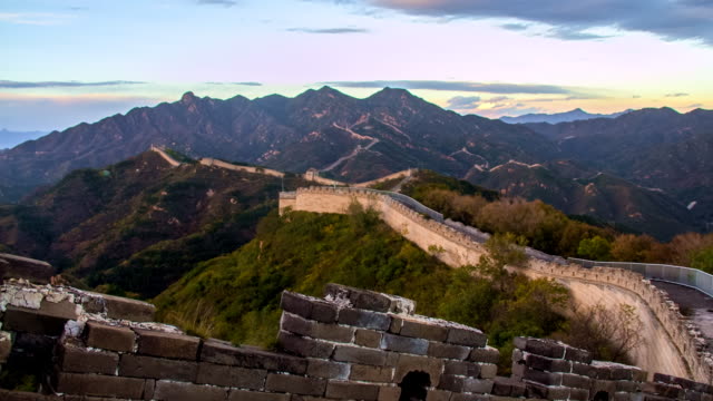 Day to night time lapse at the great wall of china - moving clouds - 7 wonders asia destinations famous places timelapse