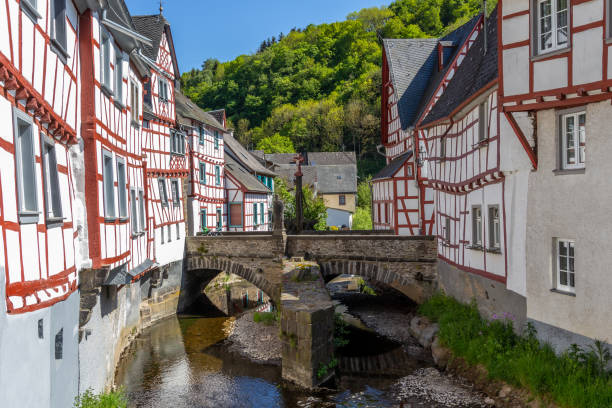 istock River elz with old bridge and half-timbered houses in Monreal 1248792560