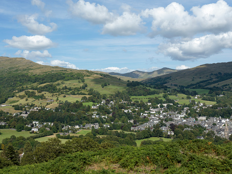 Ambleside from Lougrigg Brow, South Lakeland District, Cumbria, England, United Kingdom