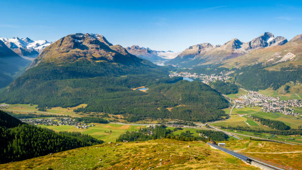 istock Panoramic view from Muottas Muragl of Upper Engadine (Graubünden, Switzerland) 1248800036