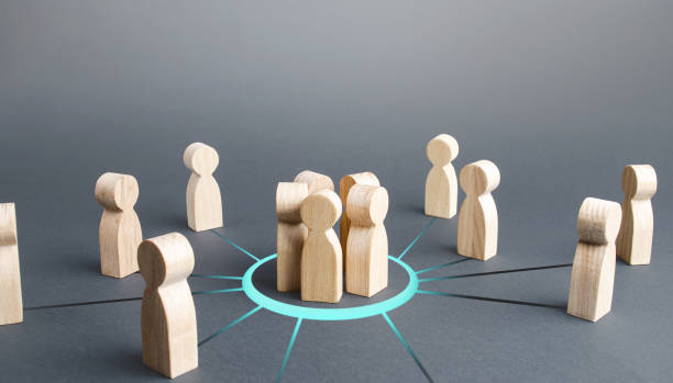 istock Group gathering people around. Collaboration and cooperation, team building. Recruitment. Joining around idea. Consolidation with majority. Involvement in a project. Accept membership in organization. 1248801750