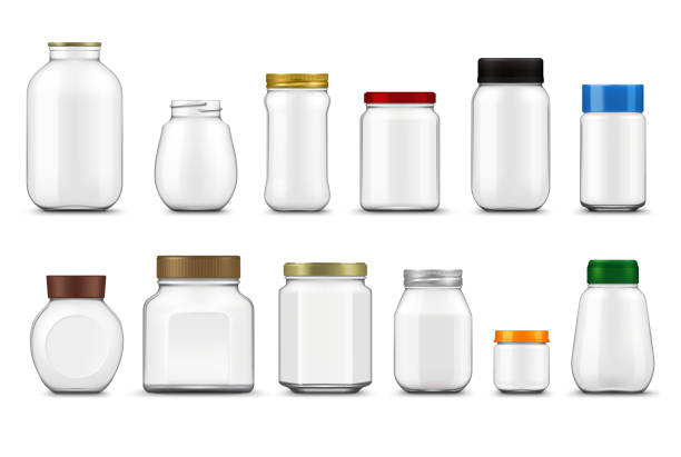 istock Glass jars, lids realistic mockup, food packages 1248802051