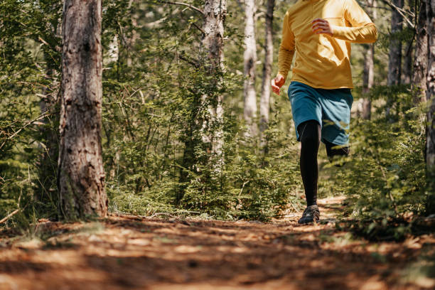 istock Cross country running in forest 1248806042