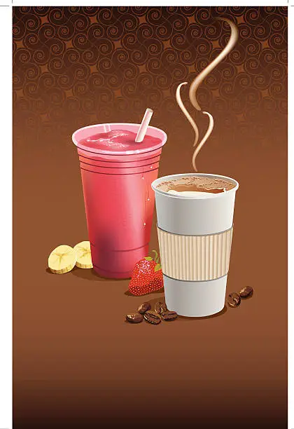 Vector illustration of Coffee and a Smoothie