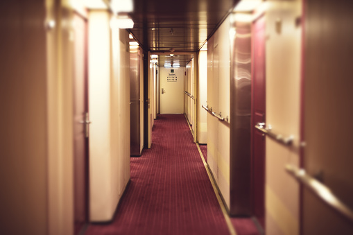 Corridor at cruise shipping , travel concept