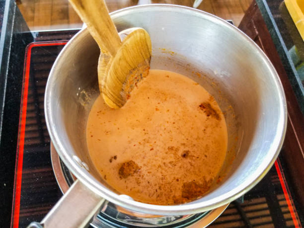 istock Curry cooking in a pot on a stove 1248811311