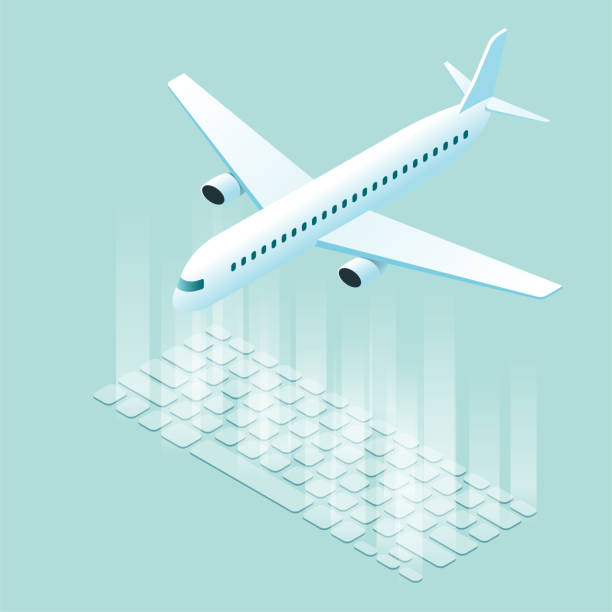 ilustrações de stock, clip art, desenhos animados e ícones de vector drawn airliner and keyboard, computer keyboard glowing. - entering airplane