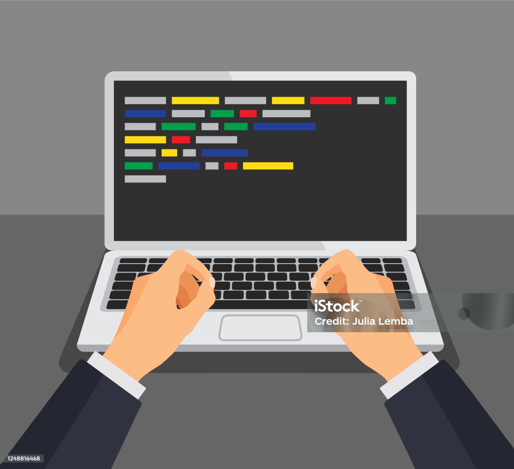 Programmer Working Writing Code Stock Illustration - Download Image Now ...
