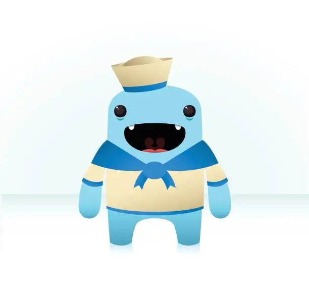 Vector illustration of Cute Marine Character Wearing Sailor Suit