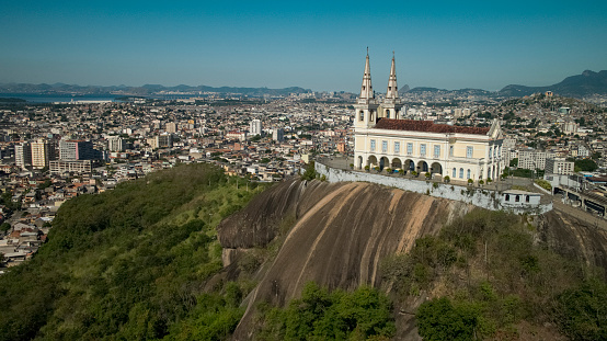 Aerial view of Penha Church in Rio de Janeiro