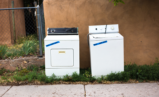 Washer and Dryer On Sidewalk For Giveaway