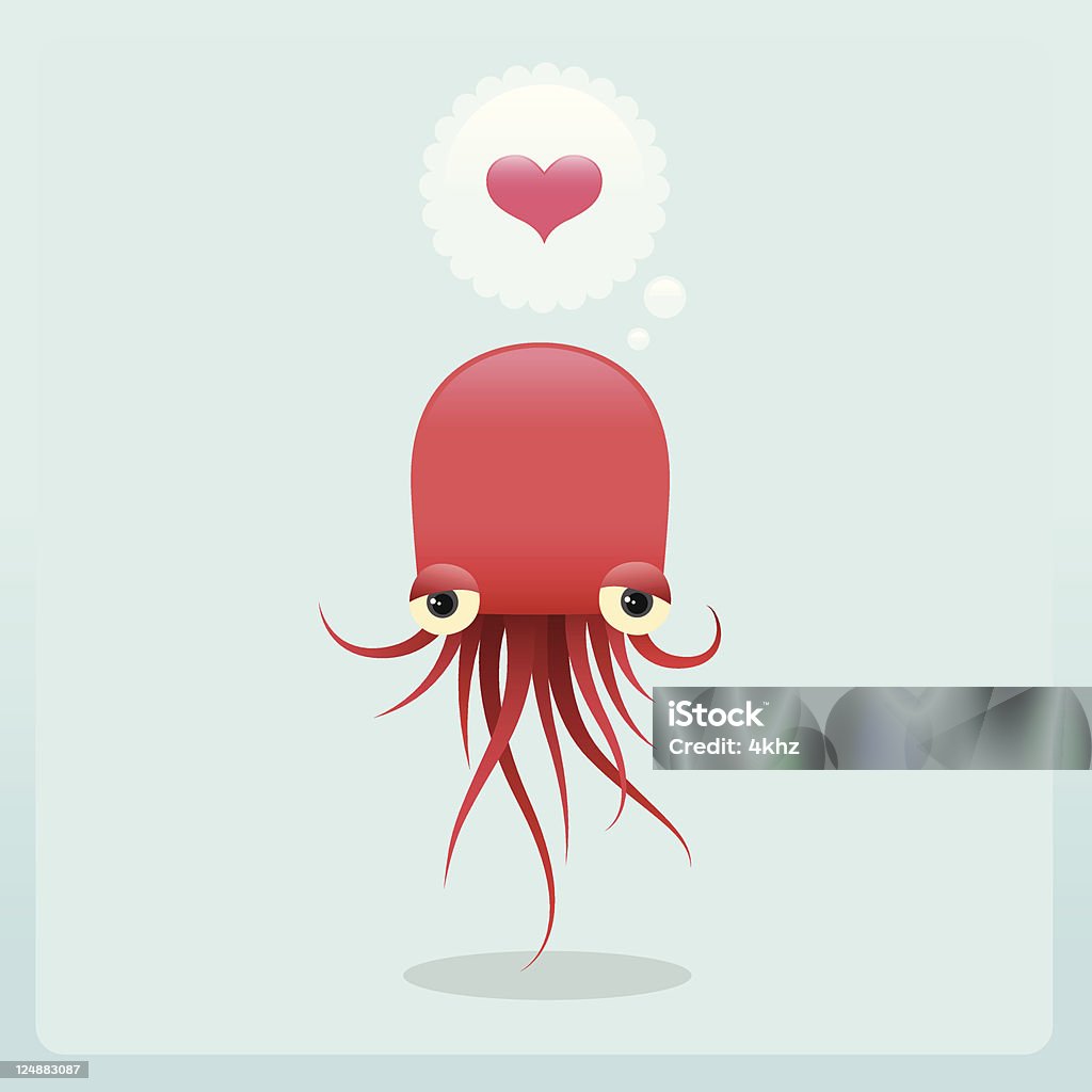 Mignon Lovesick Méduse caractère avec amour - clipart vectoriel de Amour libre de droits