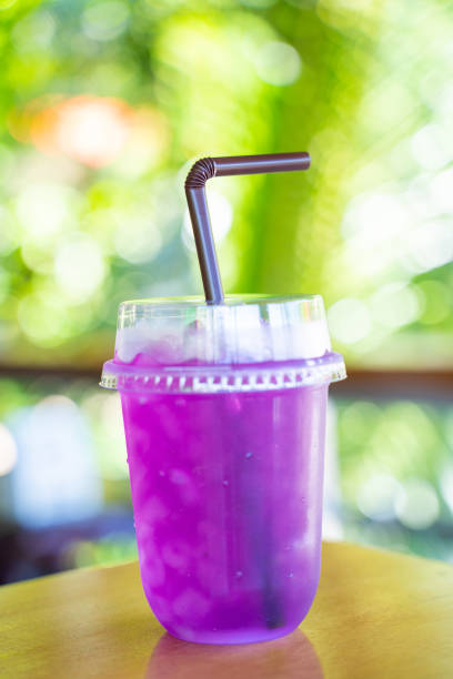 butterfly pea juice with honey and lime,Thai beverage