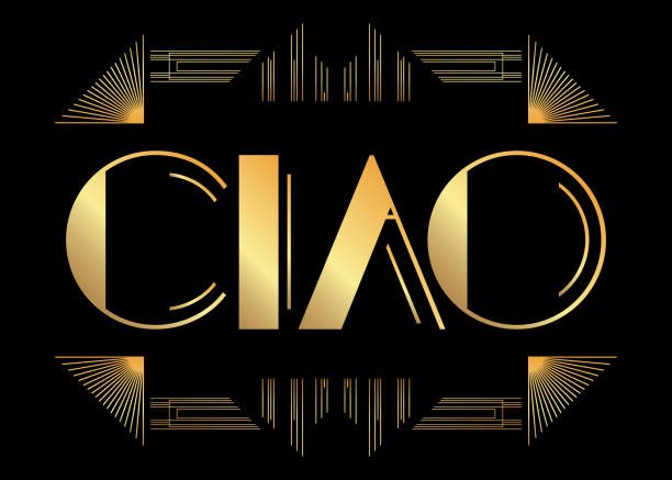 art deco ciao (italienisch, hallo in italien) text. - ciao stock-grafiken, -clipart, -cartoons und -symbole