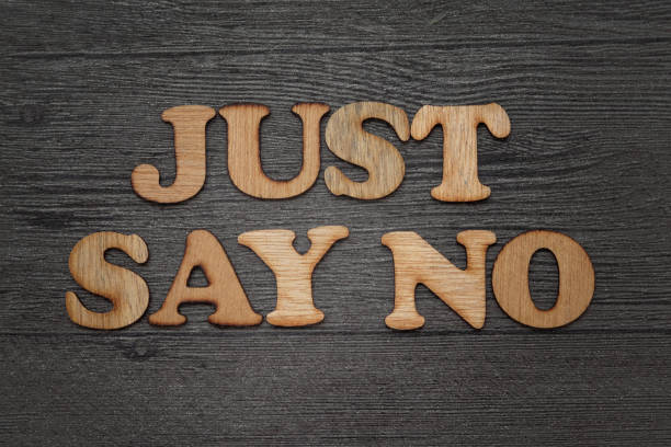 istock Just say NO words text, wooden alphabet lettering 1248839226