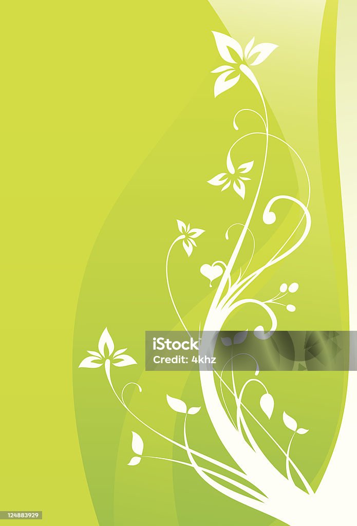 White Flowers Vector Floral Ornament Green Background floral background with peaceful green-white color theme. 2000-2009 stock vector