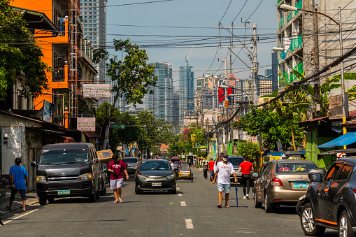 City street in Mandaluyong Metro Manila during covid crisis