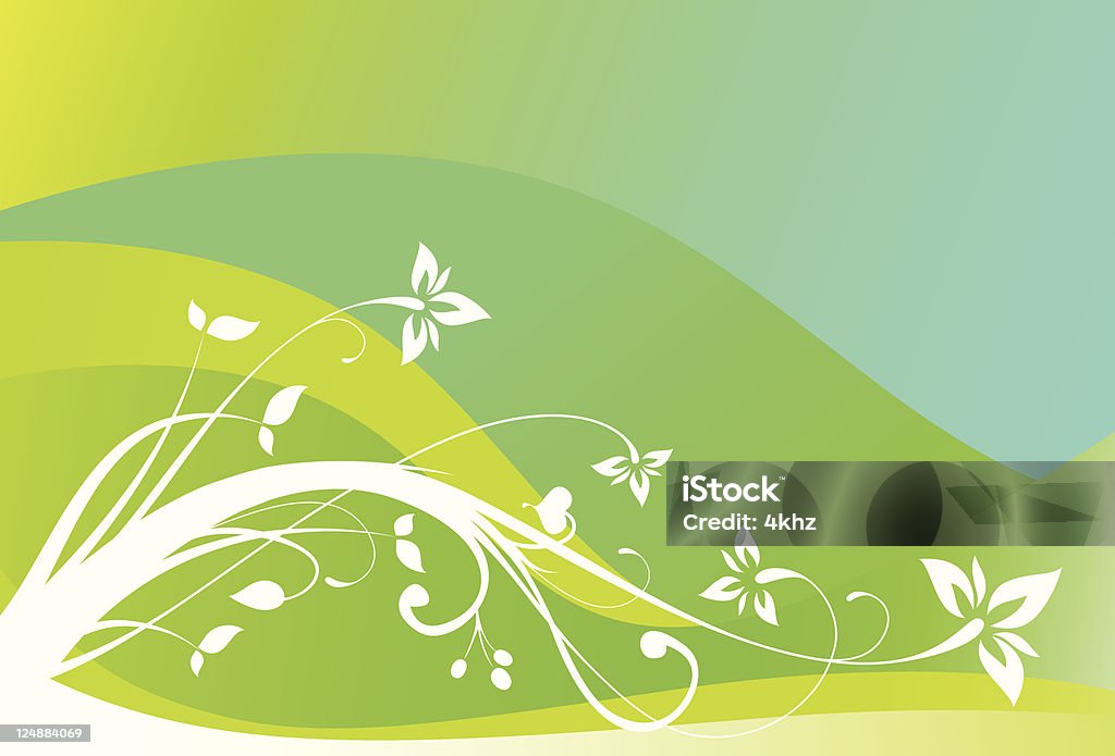 白い花のベクトルの花飾り緑の背景 - 2000年代のロイヤリティフリーベクトルアート