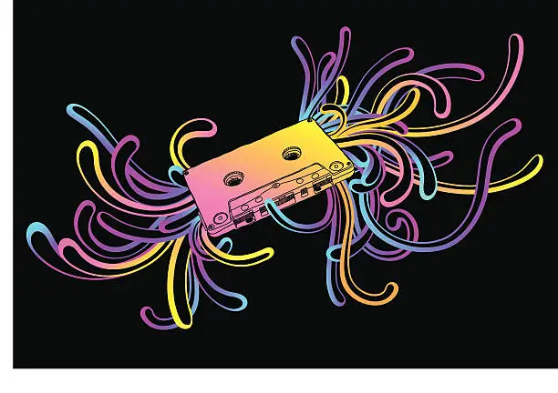 Vector illustration of Old Tape Casette Abstract Background