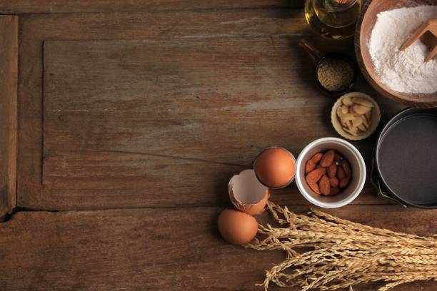 istock Baking Background with Baking Ingredients such as Egg, Sesame Seed, Flour, Oil, and Baking Utensils. Suitable for Background or Wallpaper 1248841570