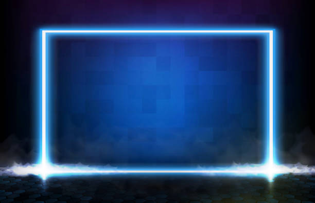 istock abstract futuristic background of blue Printed Circuit Board and neon square frame 1248843697
