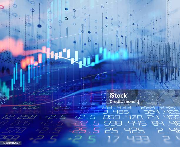 Grafik Investasi Pasar Saham Pada Latar Belakang Abstrak Angka 3d