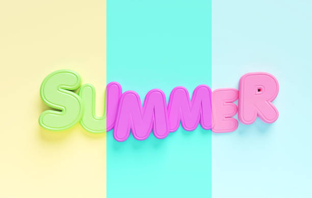 istock Colorful word Summer on a bright multicolored background. 3D illustration 1248850775