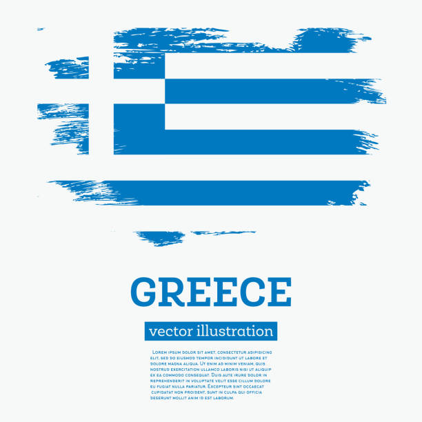 希臘標誌與畫筆筆劃。 - 希臘國旗 幅插畫檔、美工圖案、卡通及圖標