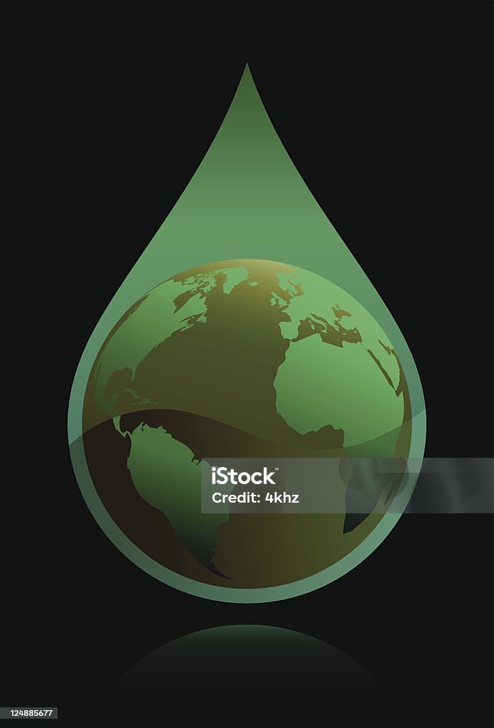 World Globe Polluted Drop Vector shiny world globe in a single drop of waste. Air Pollution stock vector