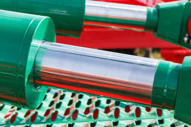 istock Piston or actuator of hydraulic and pneumatic machinery. Technology and engineering concept 1248862336