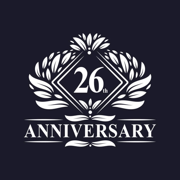 26 years Anniversary Logo, Luxury floral 26th anniversary logo.