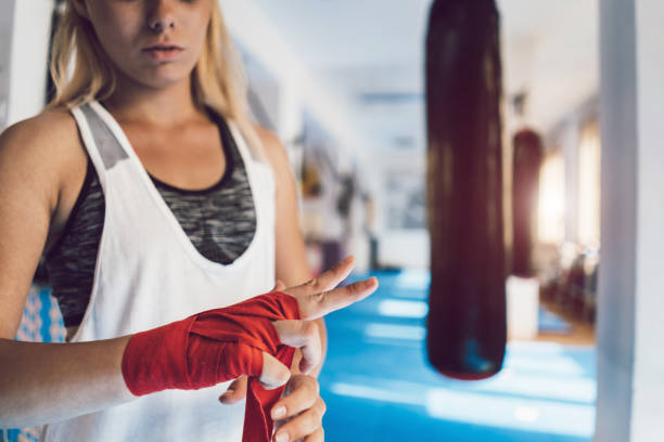 istock Tying up sports glove 1248864905