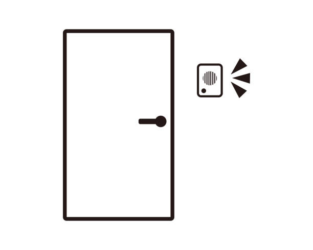 illustrations, cliparts, dessins animés et icônes de illustration vectorielle de la porte d’entrée et de l’interphone - detached house audio