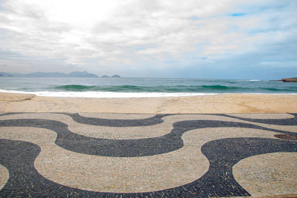 Copacabana Beach in Rio de Janeiro, Brazil - May 28, 2020: Copacabana Beach in Rio de Janeiro empty during the Corona Virus pandemic in Rio de Janeiro.