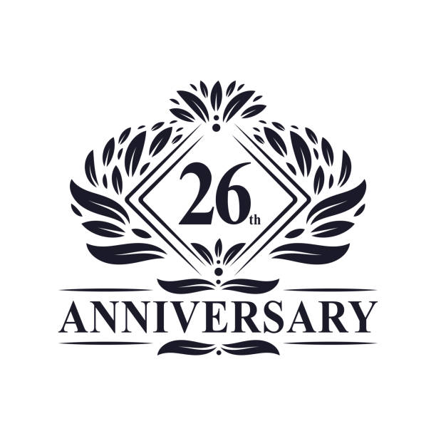 26 years Anniversary Logo, Luxury floral 26th anniversary logo.