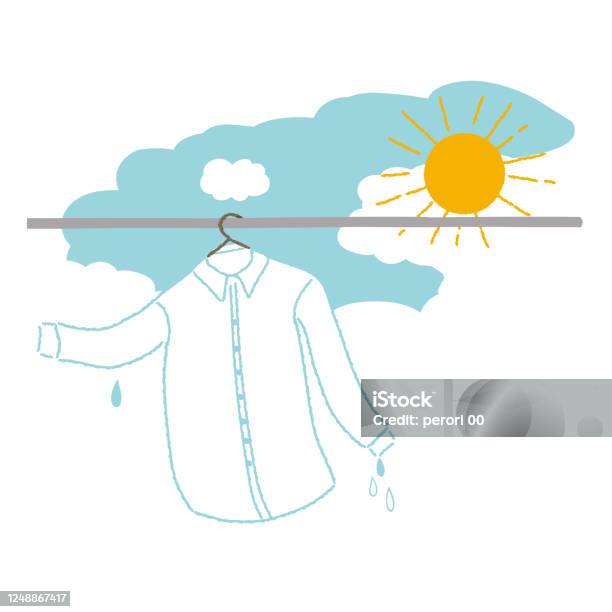 Ilustración de Ilustración De Una Camisa Secándose Al Sol y más Vectores  Libres de Derechos de Cuerda de tender la ropa - Cuerda de tender la ropa,  Camisa con botones, Camisa - iStock