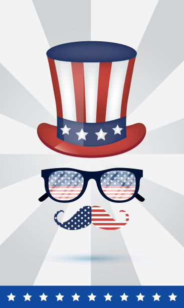istock Usa hat glasses and mustache of 4th july vector design 1248868481