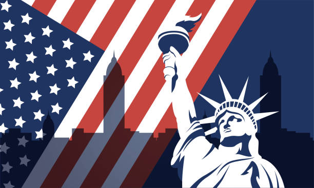istock Usa liberty statue with flag of 4th july vector design 1248868513