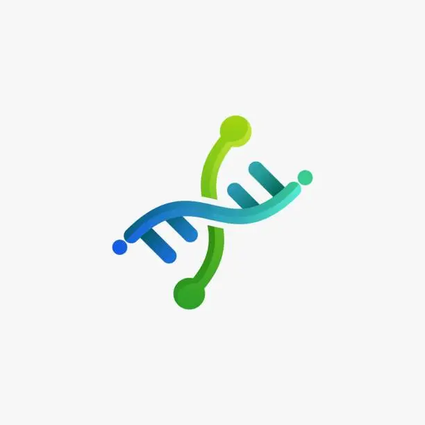 Vector illustration of Vector Illustration Medical DNA Gradient Colorful Style.