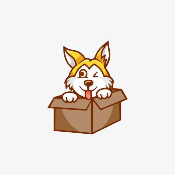 Vector Illustration Puppy Box Mascot Cartoon Style. Vector Illustration Puppy Box Mascot Cartoon Style. pit bull power stock illustrations