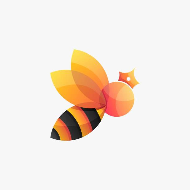 벡터 일러스트 굉장 한 꿀벌 그라데이션 다채로운 스타일. - small bee stock illustrations