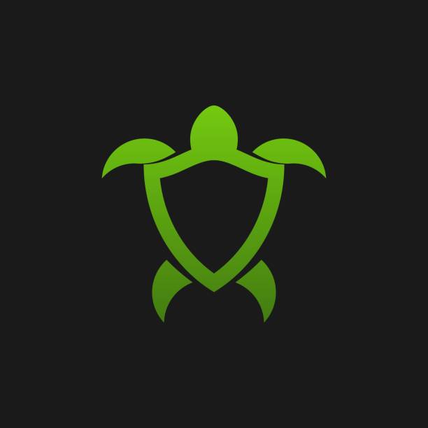 Vector Illustration Turtle Shield Gradient Colorful Style.