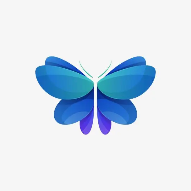 Vector illustration of Vector Illustration Butterfly Gradient Colorful Style.