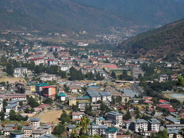 istock Top view of town in Bhutan 1248873722